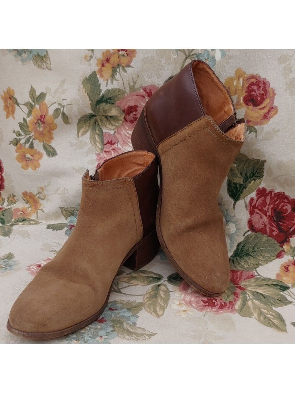 Madewell Low Chelsea Brown Leather and Tan Suede Ankle Boots Women's size 8.5 - Picture 4 of 17